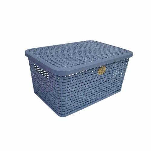 Canasta Rattan con tapa chica Ardilla Azul Plasticos del Hogar Canasta Rattan c/tapa chica Ardilla